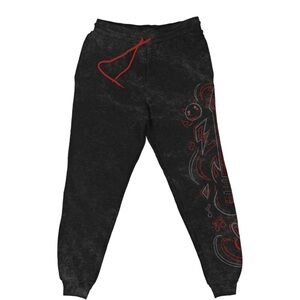 Black Joggers with Red Accents